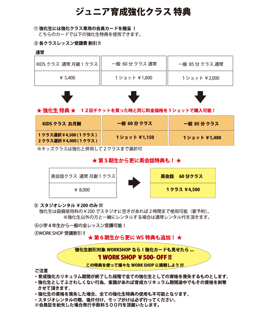 強化生には強化クラス専用の会員カードを贈呈！こちらのカードで以下の強化生特典を使用できます。